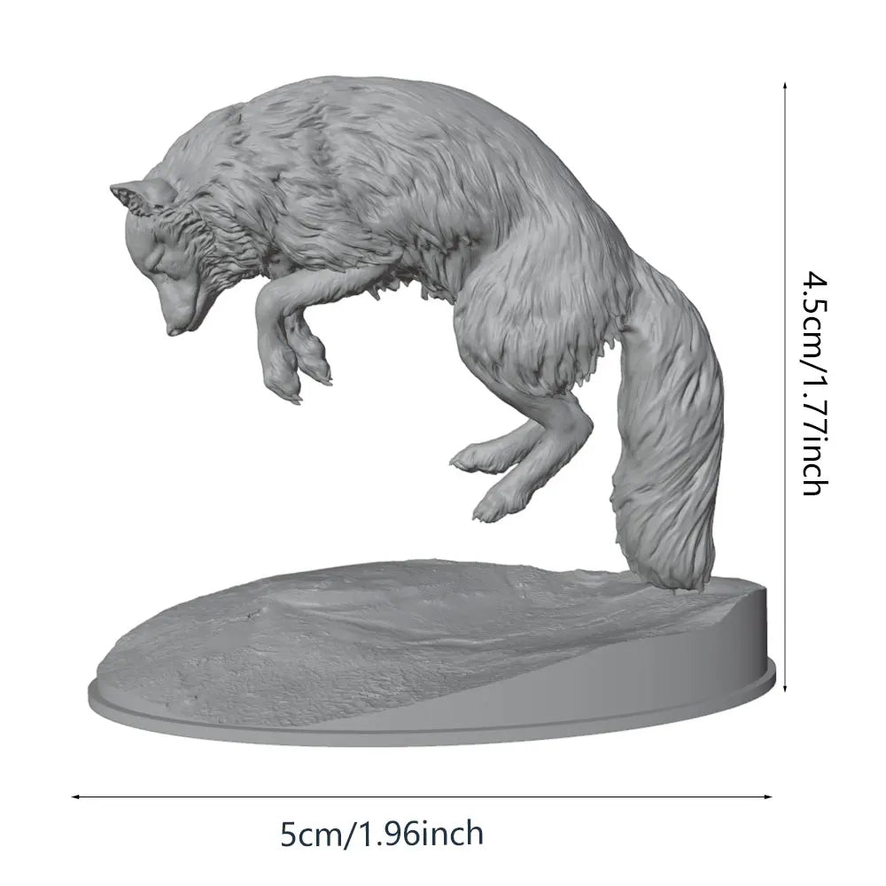 45mm Arctic Fox, Resin Model Creature Kit, Wildlife Theme, Unassembled and Unpainted