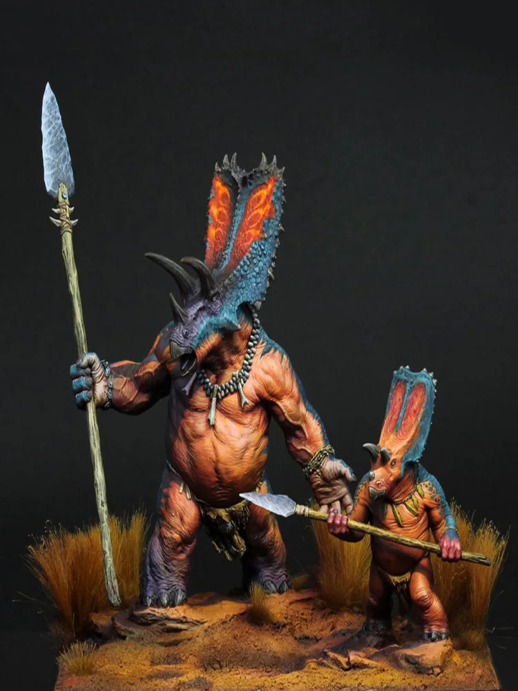 1/24 Medieval Fantasy Warrior with Beast, 2 Figures, Resin Model Figure Kit, Unassembled and Unpainted