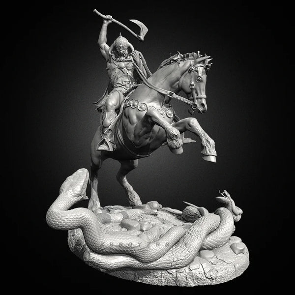 150mm Mounted Warrior, Resin Model Figure Kit, Fantasy Theme, Unassembled and Unpainted