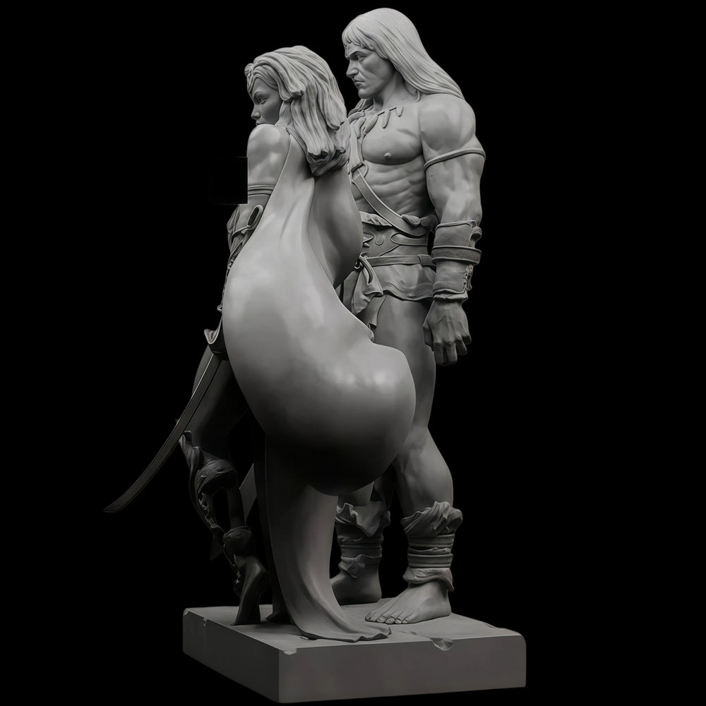 1/24 Medieval Fantasy Barbarian Warriors, 2 Figures, Resin Model Figure Kit, Unassembled and Unpainted