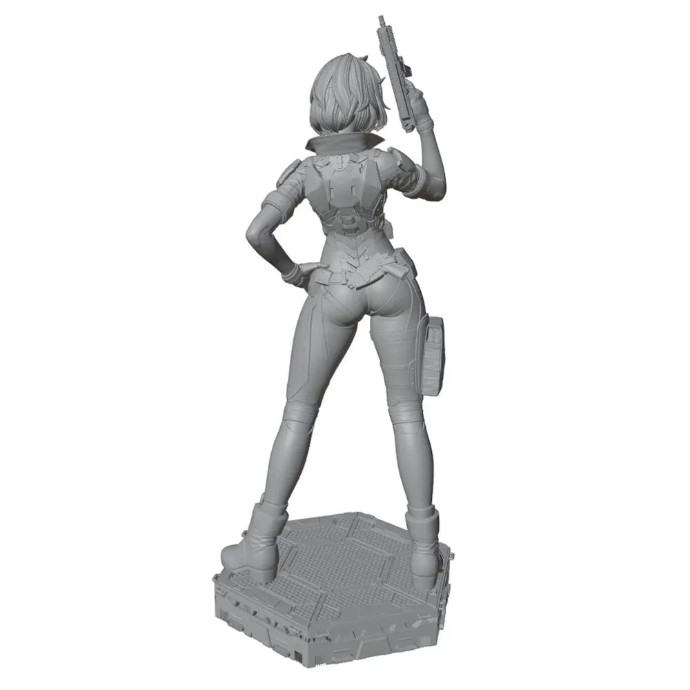 1/24 Female Commando with Machine Gun, Resin Model Figure Kit, Unassembled and Unpainted