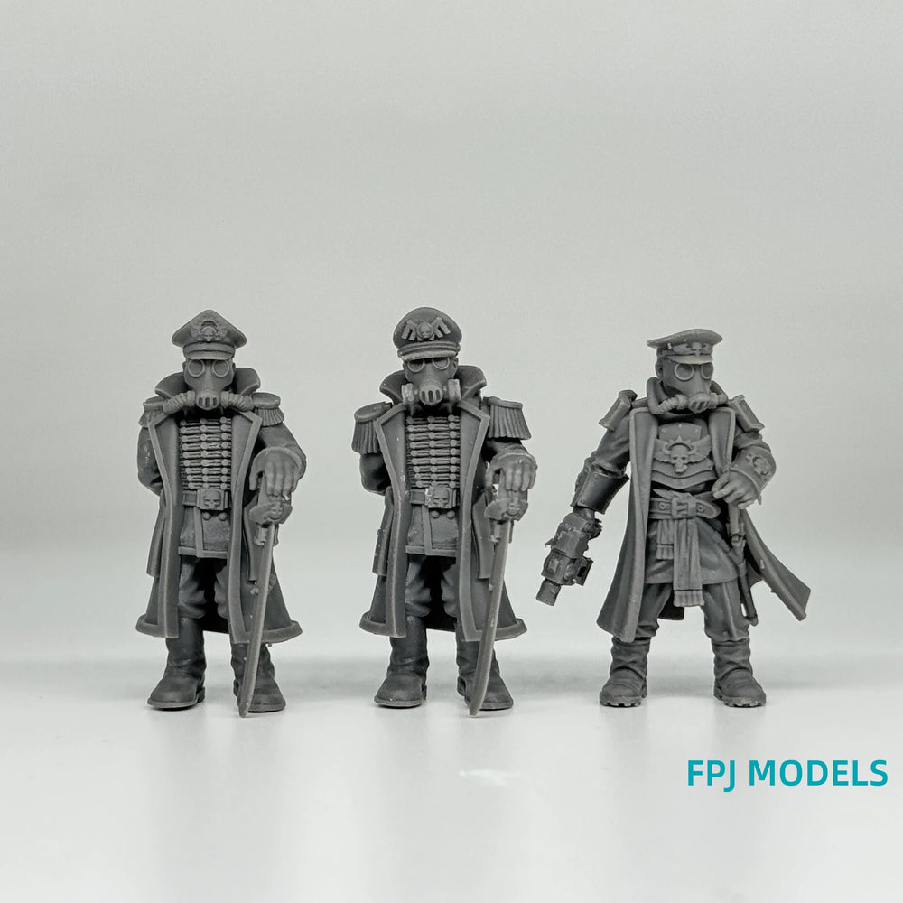 WWI WWI-Inspired Fantasy Officers, 3 Figures, Resin Model Figure Kit, Unassembled and Unpainted