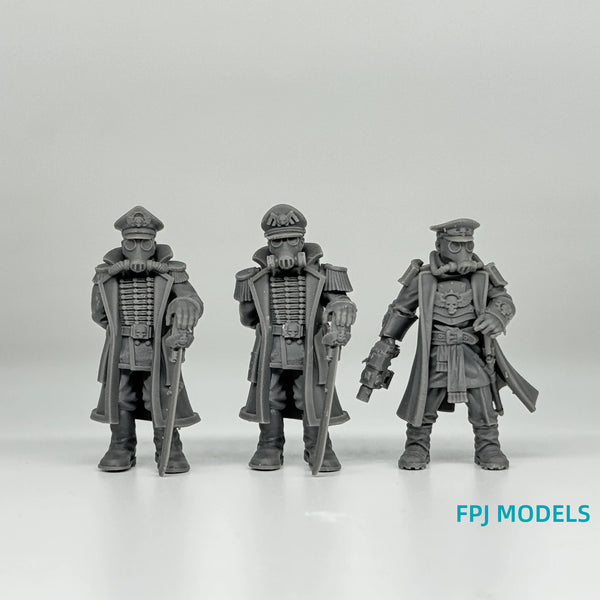 WWI WWI-Inspired Fantasy Officers, 3 Figures, Resin Model Figure Kit, Unassembled and Unpainted