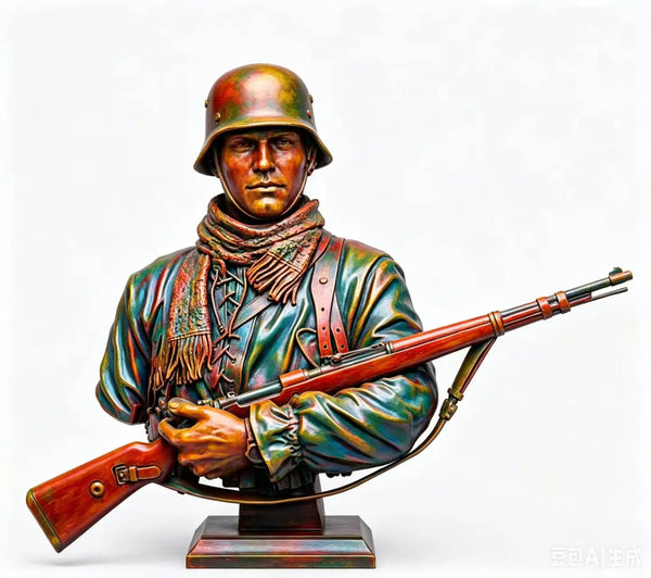 1/10 WWI German Infantry with Pickelhaube and Rifle, Resin Model Bust Kit, Unassembled and Unpainted