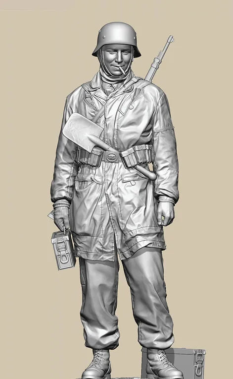 1/16 WWII German Rifleman with Bayonet and Gas Mask, Resin Model Figure Kit, Unassembled and Unpainted