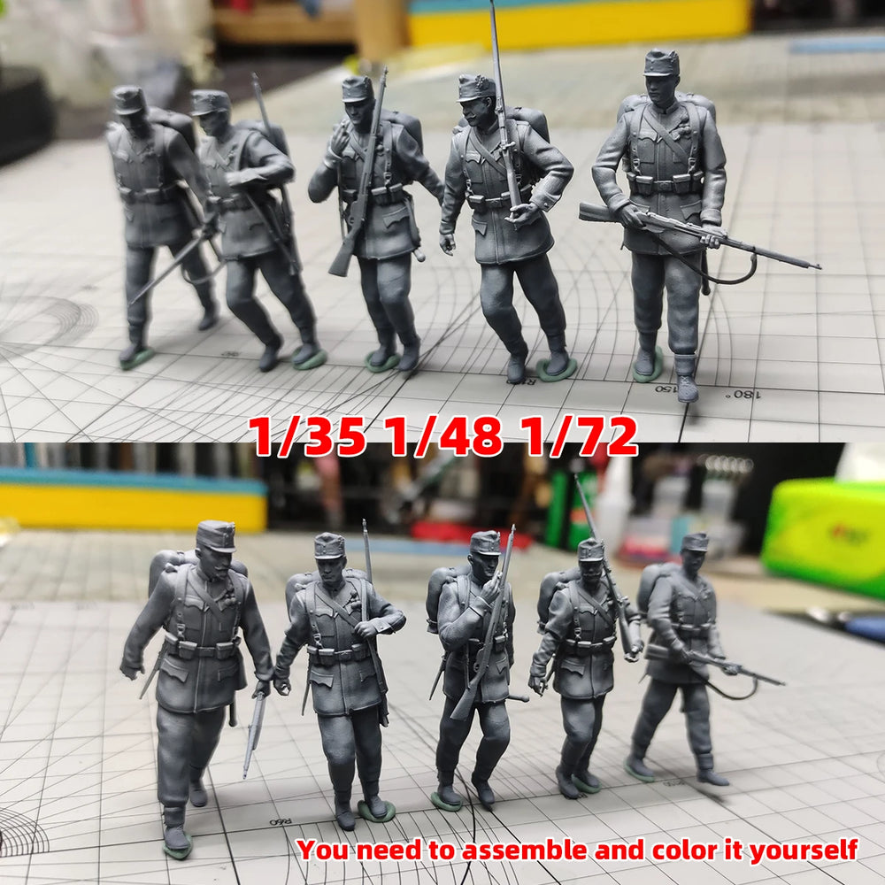 1/35 WWI Australian Soldiers on March, 5 Figures, Resin Model Figure Kit, Unassembled and Unpainted