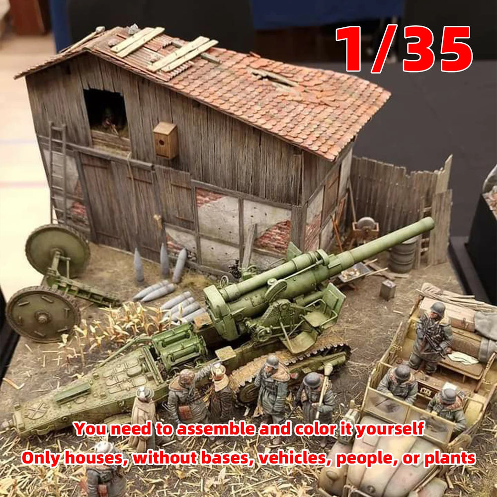 1/35 WWII German Warehouse Complex, 20 Figures, Resin Model Diorama Kit, Unassembled and Unpainted
