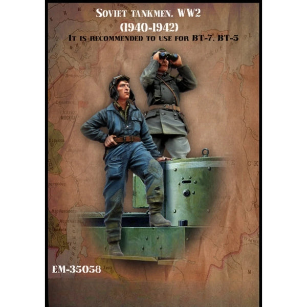 1/35 WWII Soviet Tank Commander with Binoculars and Gunner, 2 Figures, Resin Model Figure Kit, Unassembled and Unpainted