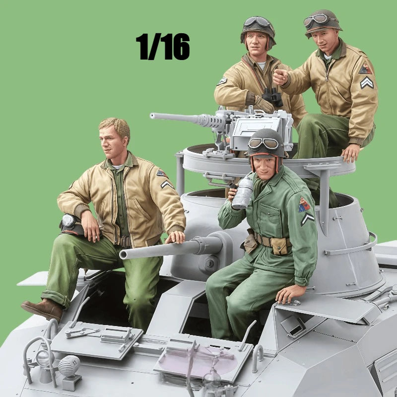 1/16 WWII US Army M8 Tank Crew, 6 Figures, Resin Model Figure Kit, Unassembled and Unpainted