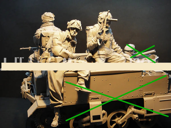 1/16 WWII German Anti-Tank Gun Crew, 3 Figures, Resin Model Figure Kit, Unassembled and Unpainted