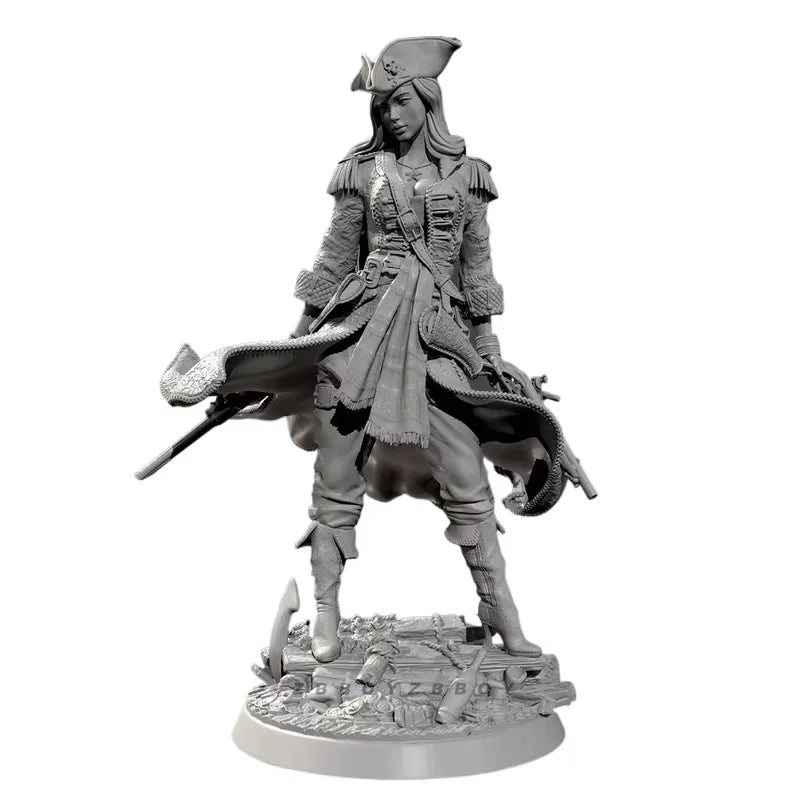 75mm Napoleonic Female Officer with Spear, Resin Model Figure Kit, Unassembled and Unpainted