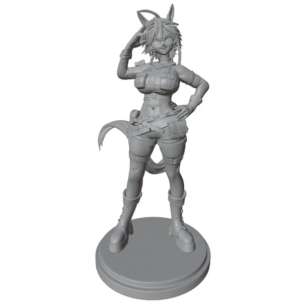 1/24 Cat-Eared Cowgirl with Lasso, Resin Model Figure Kit, Anime Theme, Unassembled and Unpainted