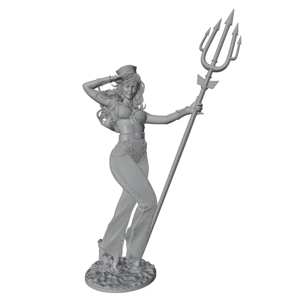 1/24 Sea Goddess with Trident, Resin Model Figure Kit, Fantasy Theme, Unassembled and Unpainted