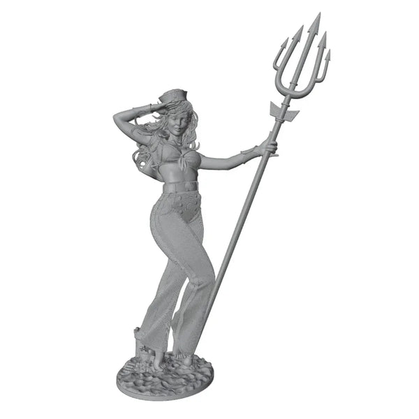 1/24 Sea Goddess with Trident, Resin Model Figure Kit, Fantasy Theme, Unassembled and Unpainted
