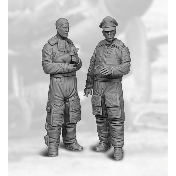 1/32 WWII Military Soldiers, 2 Figures, Resin Model Figure Kit, Unassembled and Unpainted