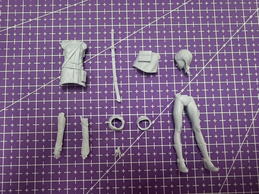 Sci-Fi Female Warrior with Katana Resin Figure Kit - resin model view 4