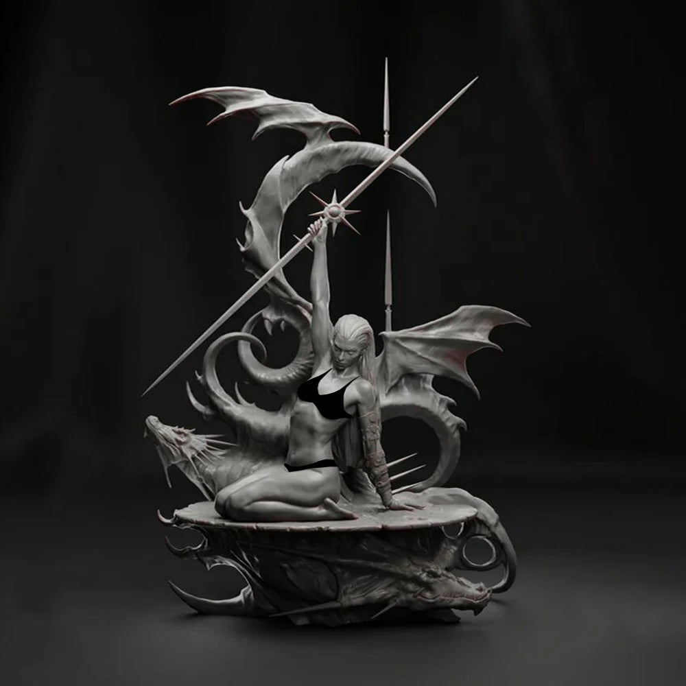 1/24 Pin-up with Demonic Base, 2 Figures, Resin Model Diorama Kit, Unassembled and Unpainted
