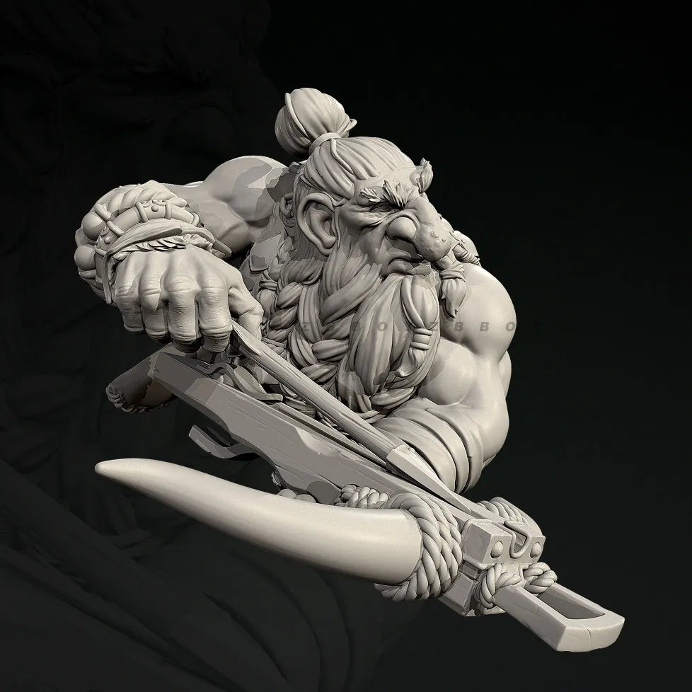 75mm Dwarf Warrior, Resin Model Bust Kit, Fantasy Theme, Unassembled and Unpainted