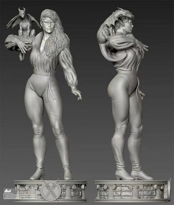 1/24 Female Warrior with Dragon Wings, Resin Model Figure Kit, Fantasy Theme, Unassembled and Unpainted