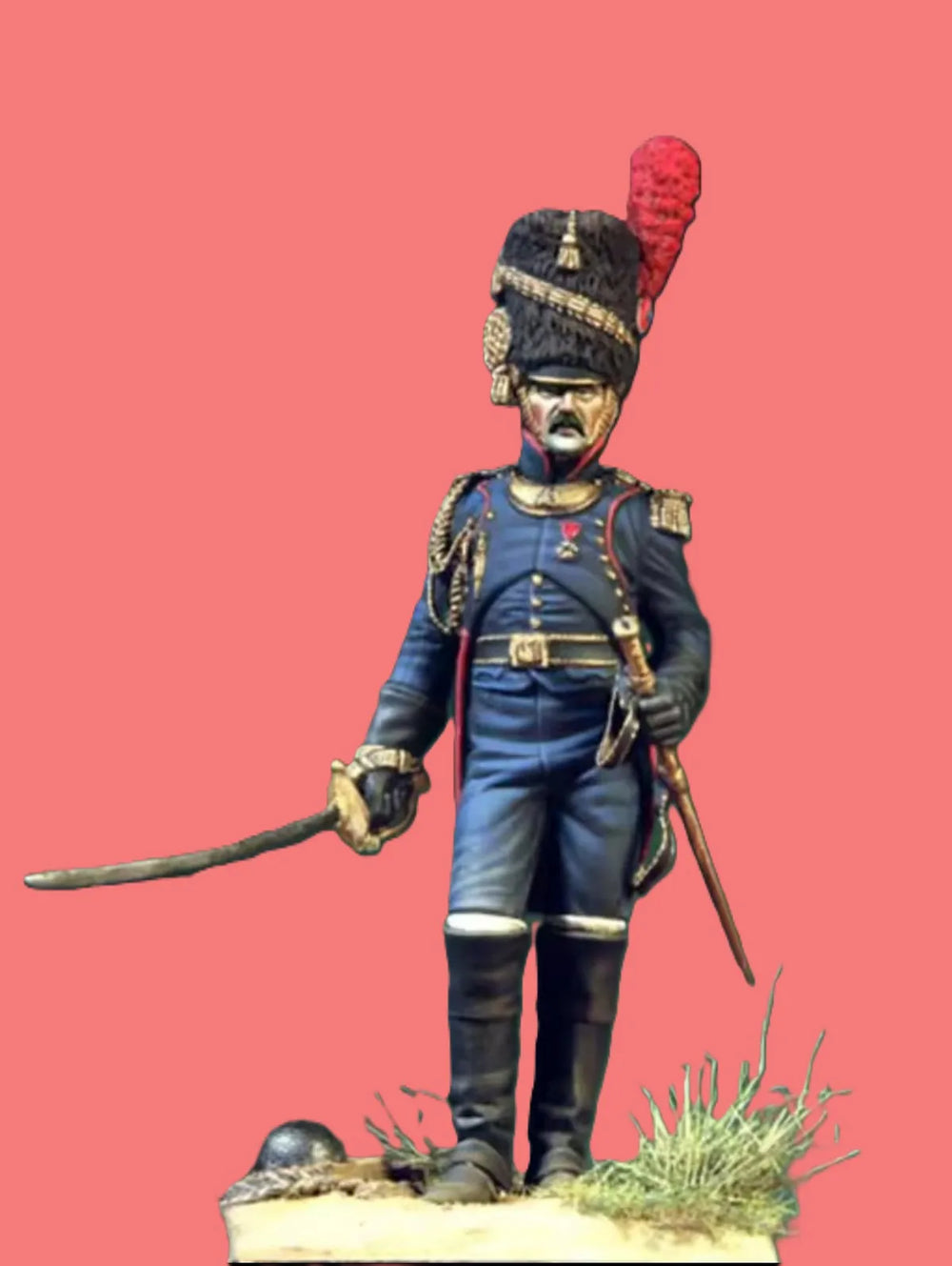 1/32 Napoleonic French Mounted Cavalry Officer with Plumed Hat, Resin Model Figure Kit, Unassembled and Unpainted