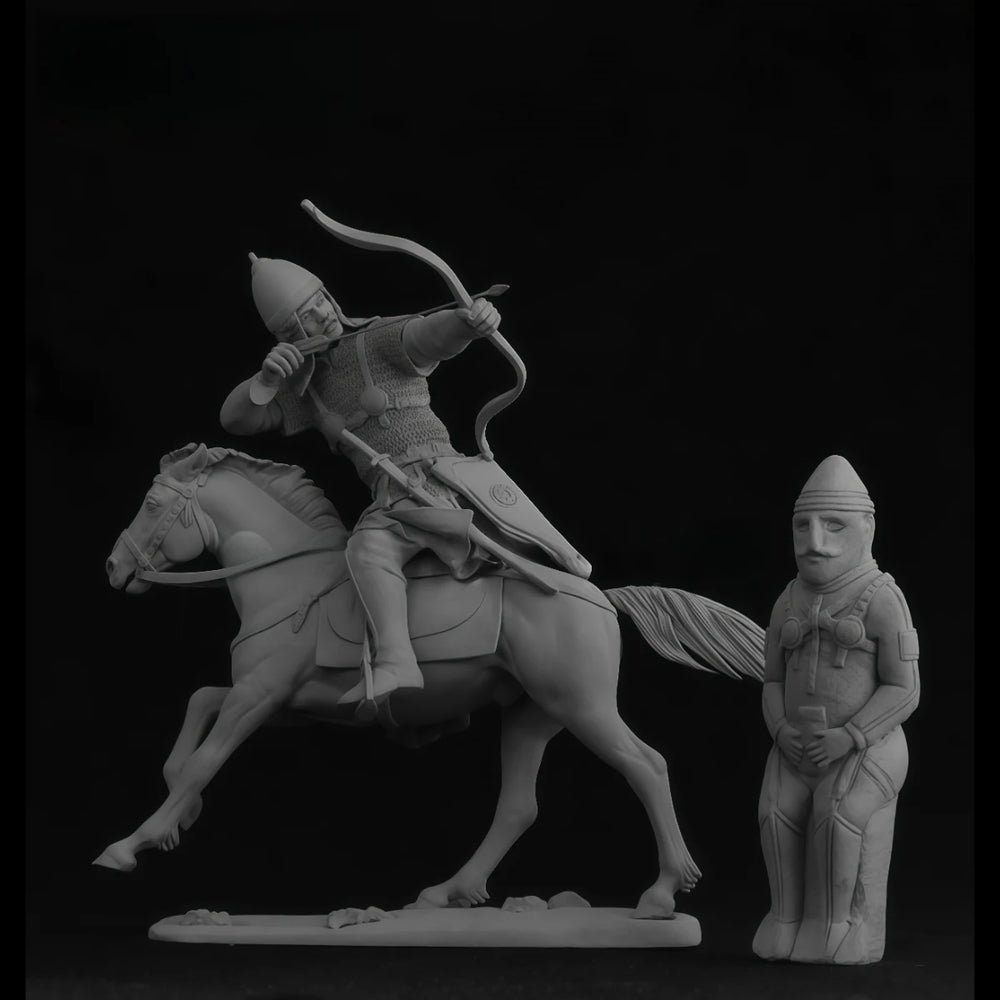75mm Medieval Cuman Horse Archer, Resin Model Figure Kit, Unassembled and Unpainted