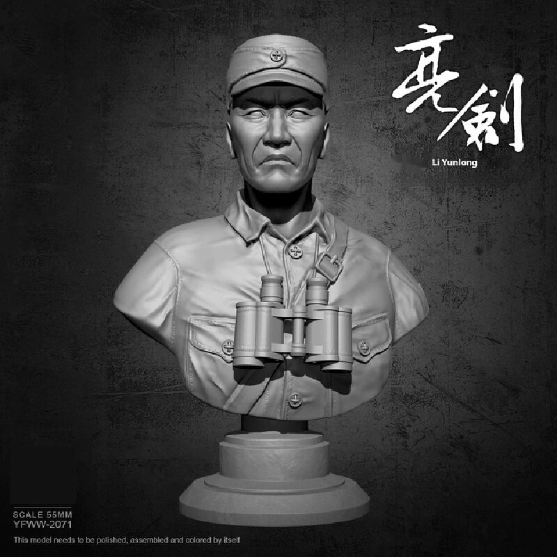 55mm WWII Japanese Officer, Resin Model Bust Kit, Unassembled and Unpainted