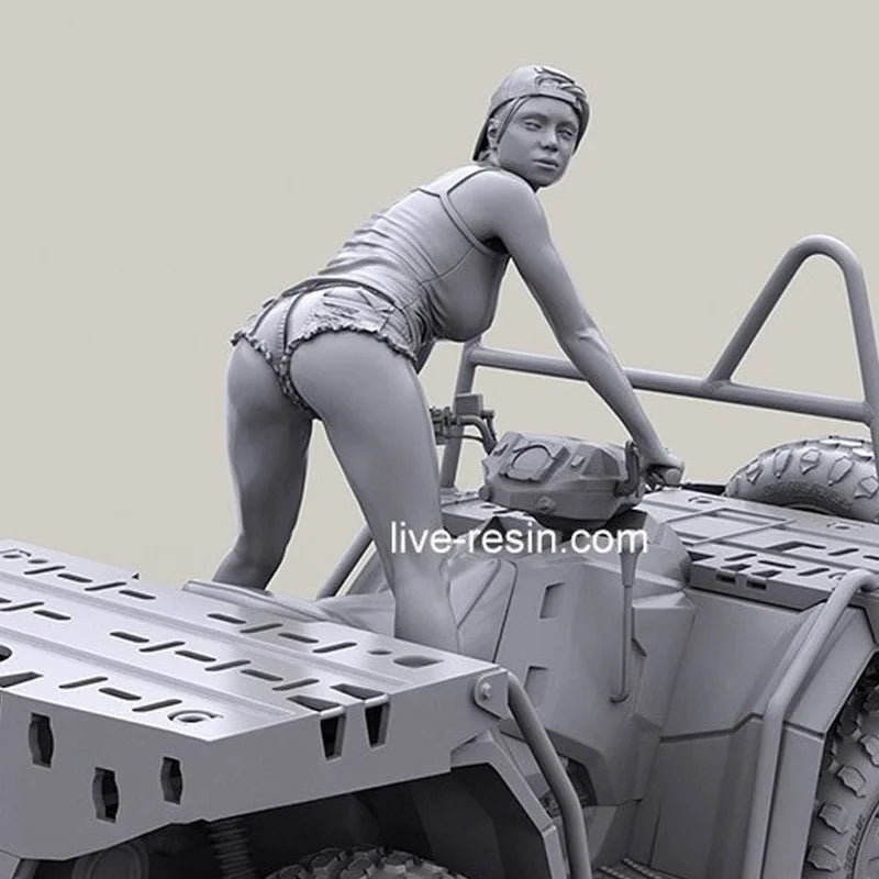 1/35 Modern Female Soldiers with ATV, 3 Figures, Resin Model Figure Kit, Unassembled and Unpainted