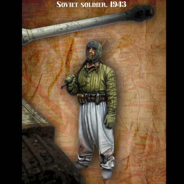 1/35 WWII Soviet Infantryman in Quilted Jacket, Resin Model Figure Kit, Unassembled and Unpainted