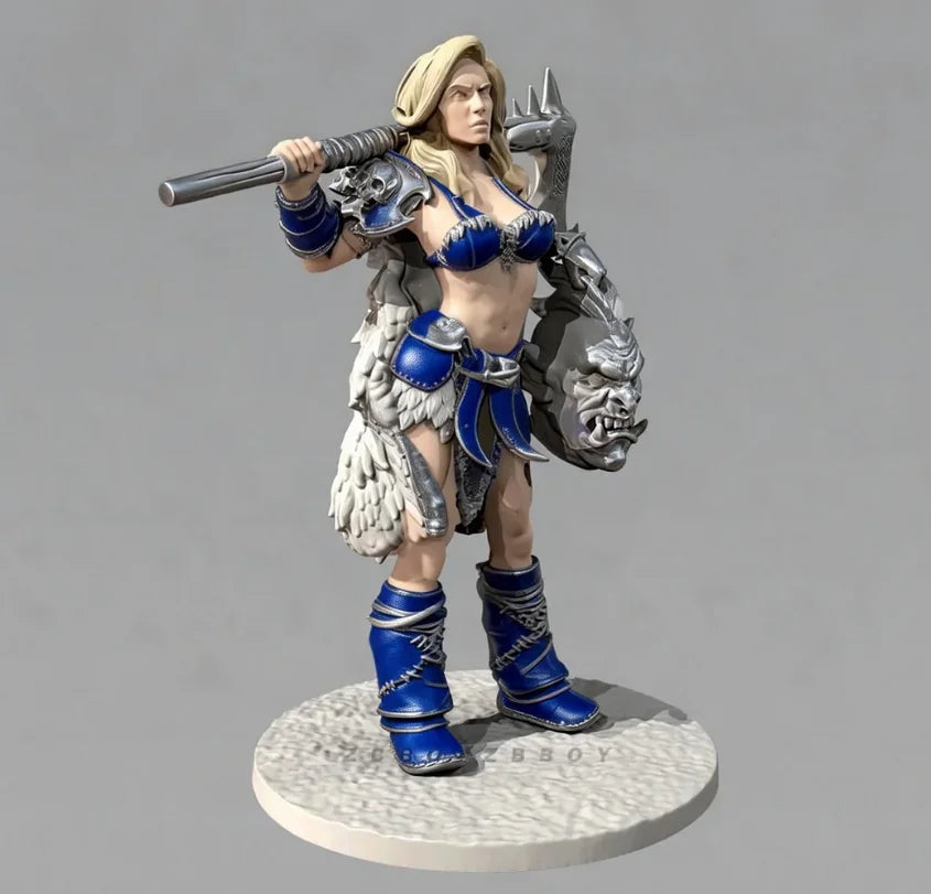 75mm Barbarian Female Warrior, Resin Model Figure Kit, Fantasy Theme, Unassembled and Unpainted