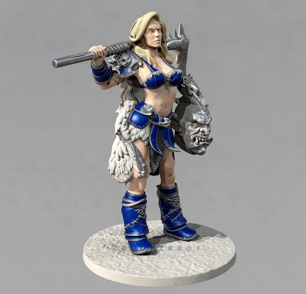 75mm Barbarian Female Warrior, Resin Model Figure Kit, Fantasy Theme, Unassembled and Unpainted