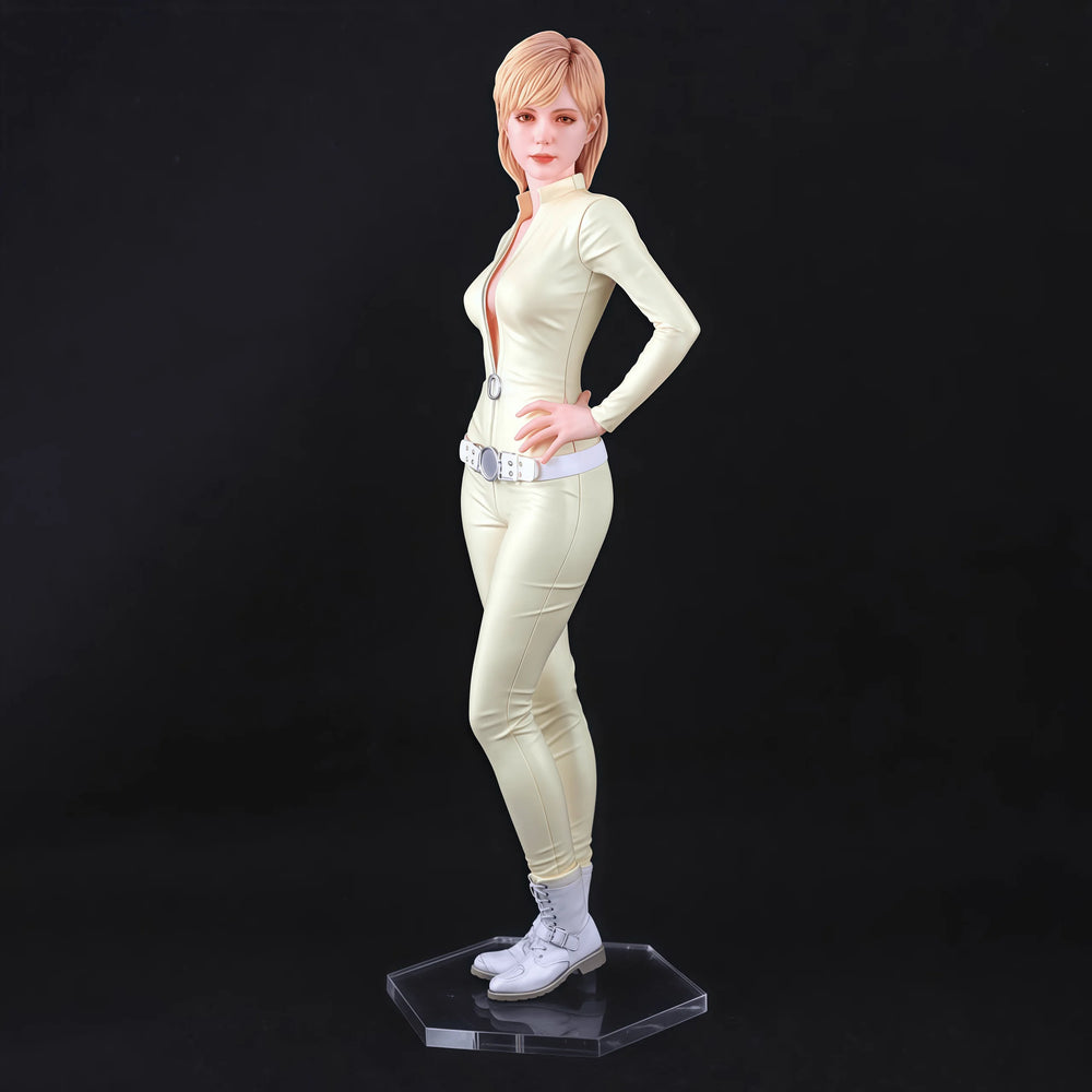 1/12 Modern Blonde Spy with Pistol in Cream Bodysuit, Resin Model Figure Kit, Unassembled and Unpainted