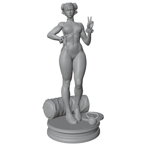 75mm Vintage Female with Peace Sign, Resin Model Figure Kit, Unassembled and Unpainted