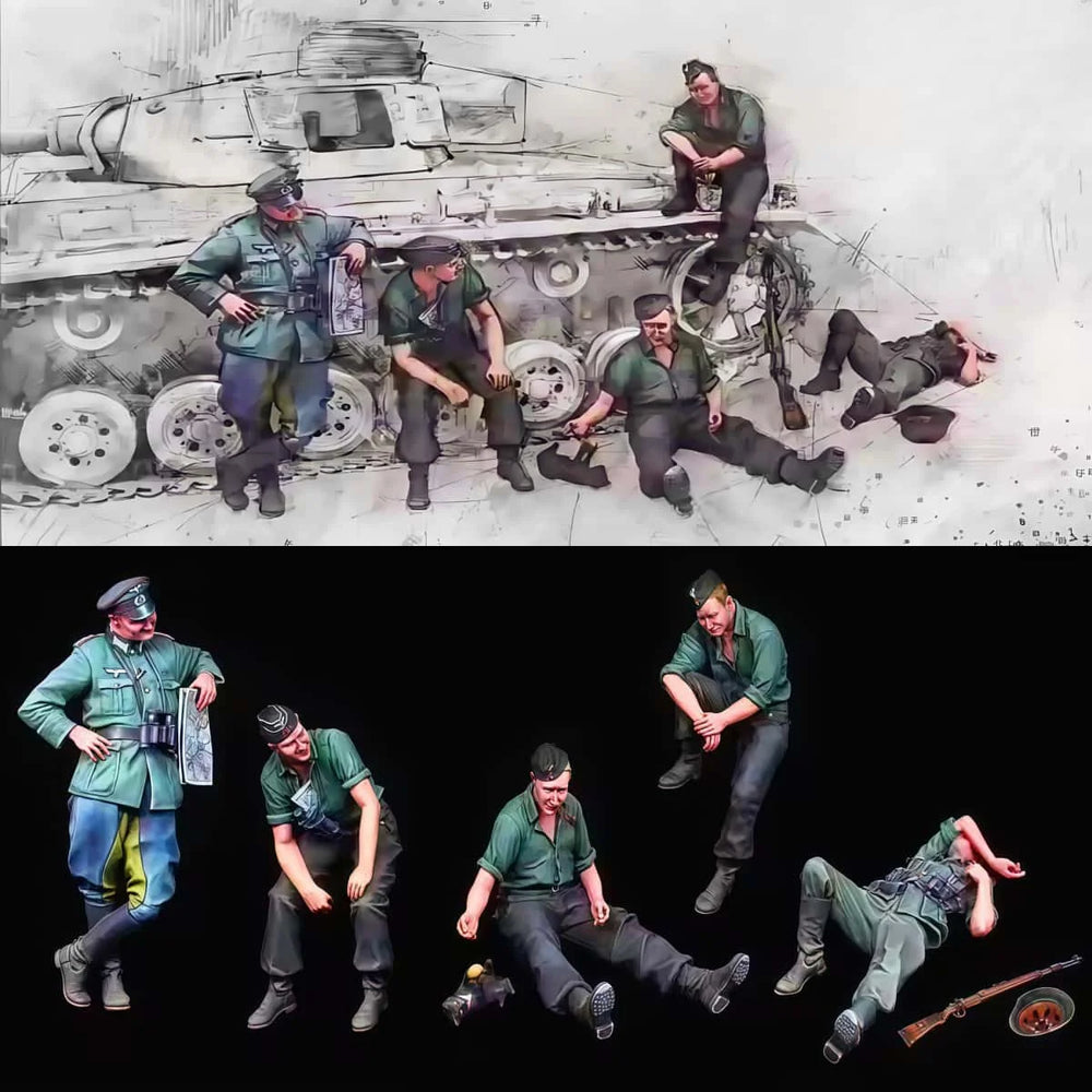 1/35 Modern Military Tank Crew, 5 Figures, Resin Model Figure Kit, Unassembled and Unpainted