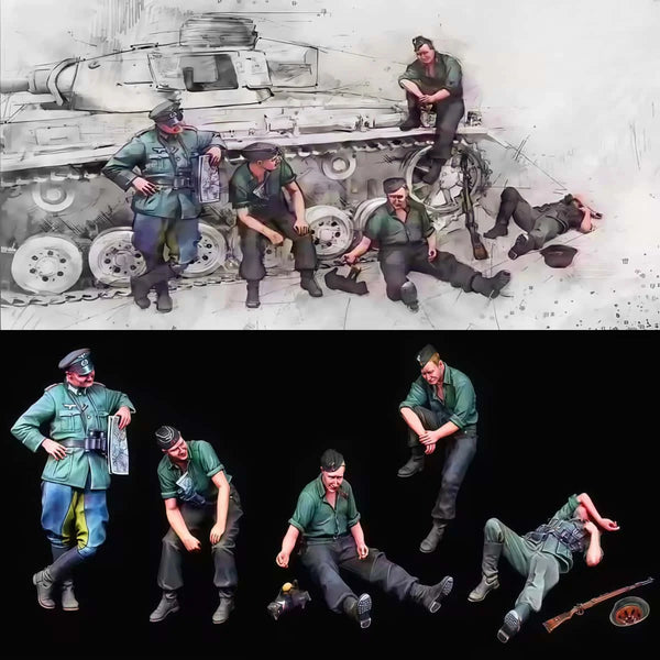 1/35 Modern Military Tank Crew, 5 Figures, Resin Model Figure Kit, Unassembled and Unpainted