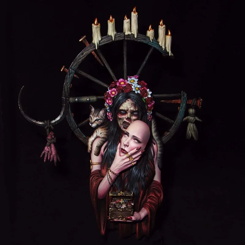 1/10 Dark Fantasy Witch, Resin Model Bust Kit, Fantasy Theme, Unassembled and Unpainted