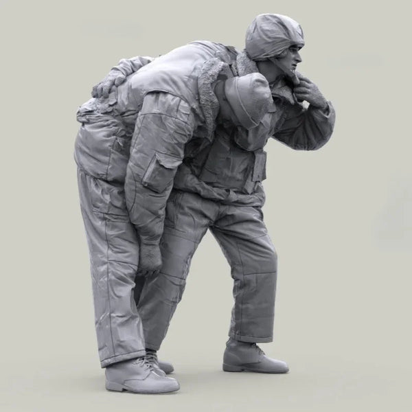 1/35 Modern Russian Soldier and Wounded, 2 Figures, Resin Model Figure Kit, Unassembled and Unpainted