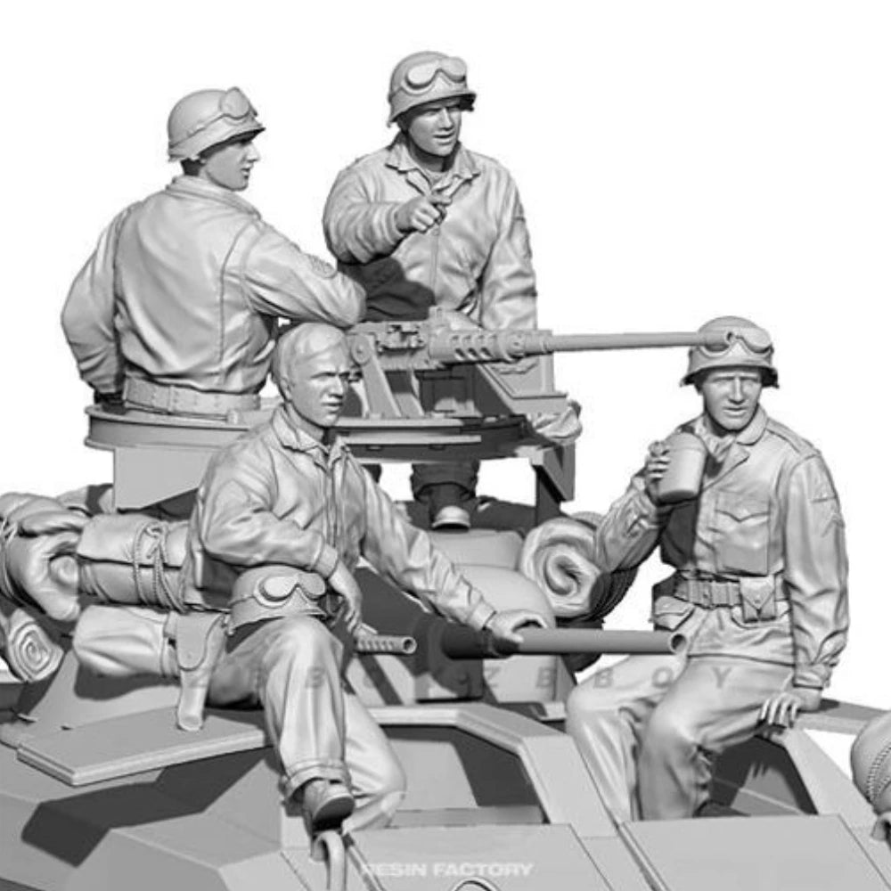 1/35 WWII Soviet Infantry and Gun Crew, 4 Figures, Resin Model Figure Kit, Unassembled and Unpainted
