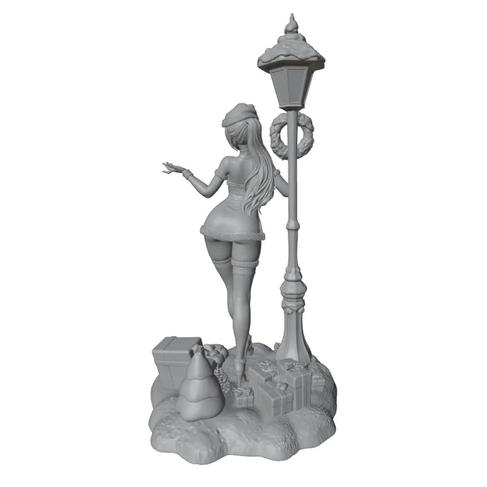 1/24 Glamorous Female with Street Lamp, Resin Model Figure Kit, Anime Theme, Unassembled and Unpainted