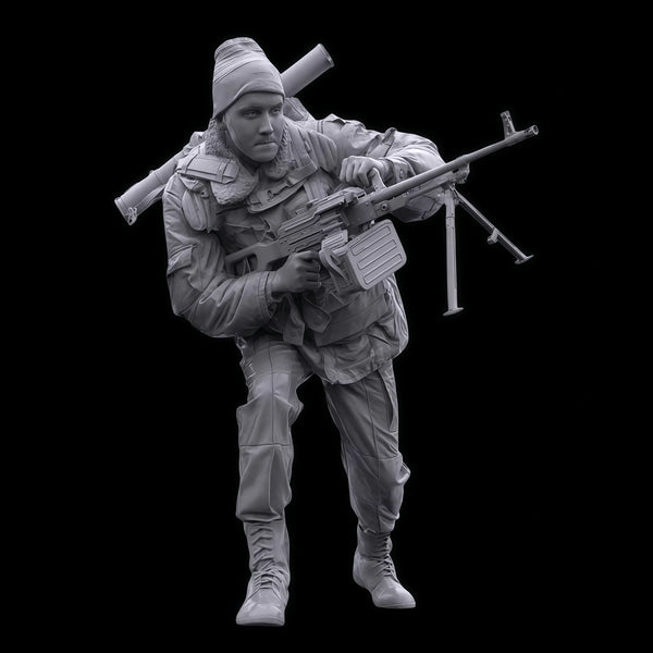 1/35 Modern Infantryman Advancing with Assault Rifle, Resin Model Figure Kit, Unassembled and Unpainted