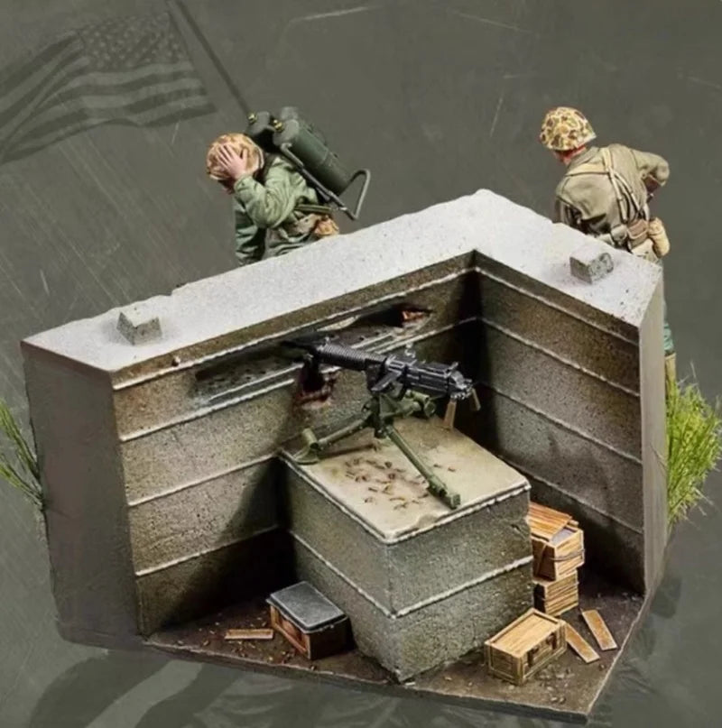 1/35 WWII USMC Bunker Defense, 5 Figures, Resin Model Diorama Kit, Unassembled and Unpainted