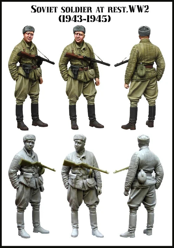 1/35 WWII Soviet Infantry Mixed Uniforms and Poses, 6 Figures, Resin Model Figure Kit, Unassembled and Unpainted