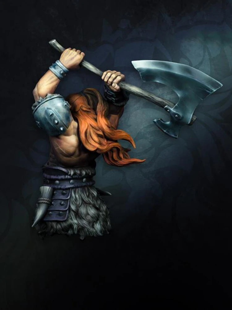 1/10 Red-Bearded Barbarian with Raised Axe, Resin Model Figure Kit, Fantasy Theme, Unassembled and Unpainted