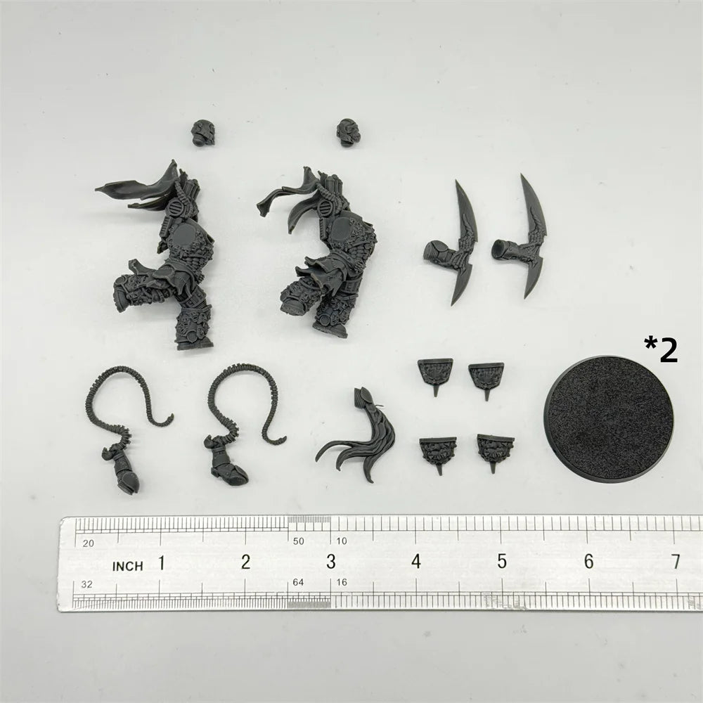 32mm Dark Fantasy Demon Warriors, 6 Figures, Resin Model Figure Kit, Fantasy Theme, Unassembled and Unpainted