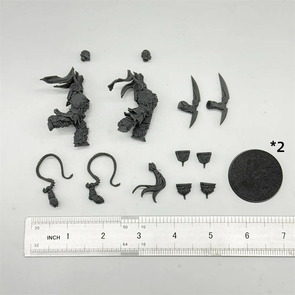 32mm Dark Fantasy Demon Warriors, 6 Figures, Resin Model Figure Kit, Fantasy Theme, Unassembled and Unpainted