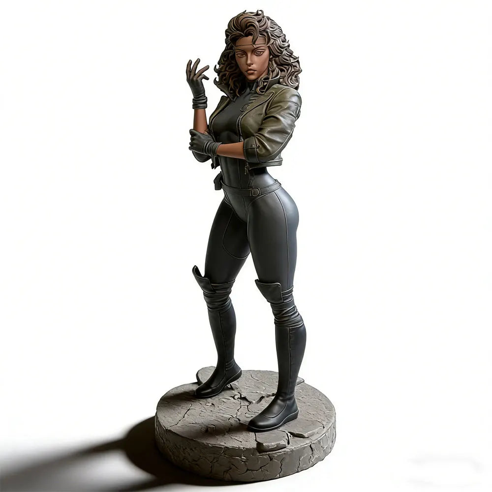 75mm Curly-Haired Warrior in Leather Jacket, Resin Model Figure Kit, Unassembled and Unpainted