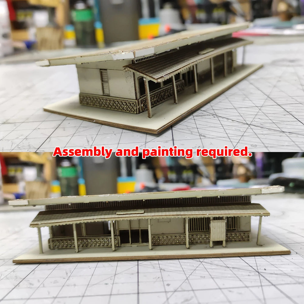 1/150 Modern Railway Station & Bus Stop, Resin Model Terrain Kit, Unpainted