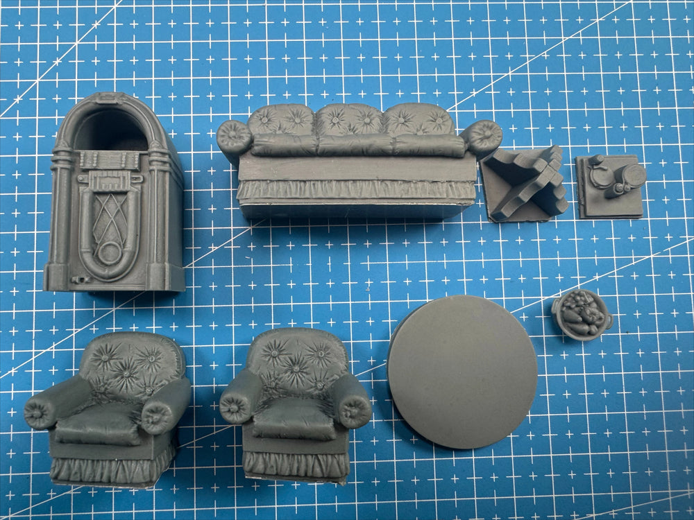 1/35 Salon Interior Furniture Set, Resin Model Diorama Kit, Historical Theme, Unassembled and Unpainted