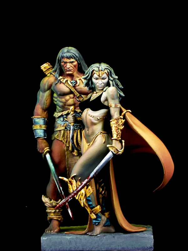 1/24 Warriors with Dragon, 3 Figures, Resin Model Figure Kit, Fantasy Theme, Unassembled and Unpainted