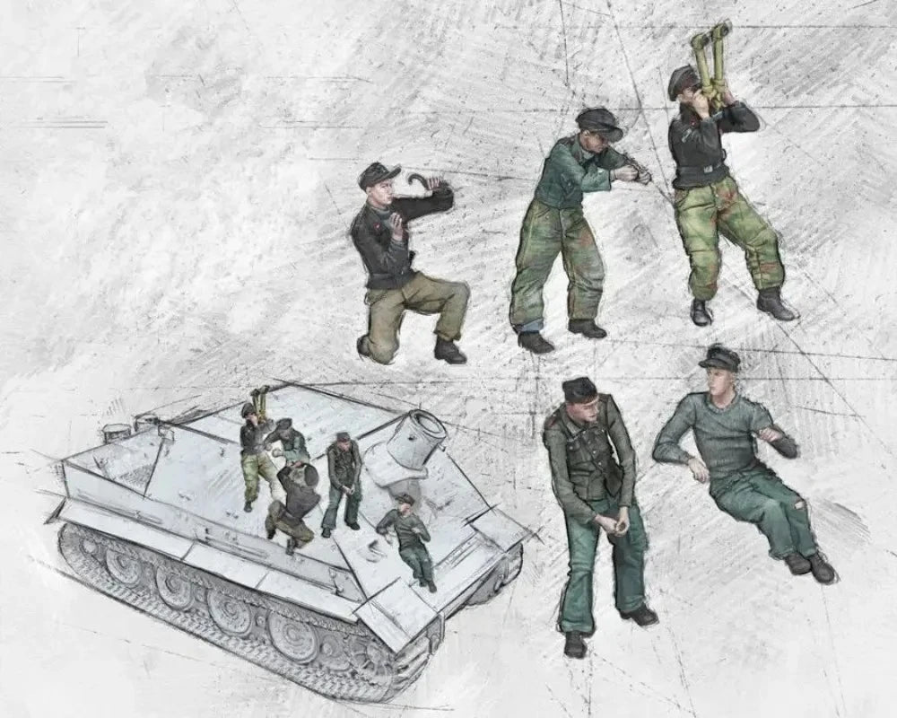 1/35 WWII Soviet Infantry Assault Squad, 5 Figures, Resin Model Figure Kit, Unassembled and Unpainted