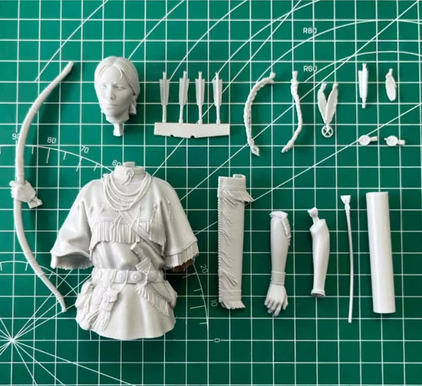 1/10 Native American Woman Archer, Resin Model Bust Kit, Historical Theme, Unassembled and Unpainted